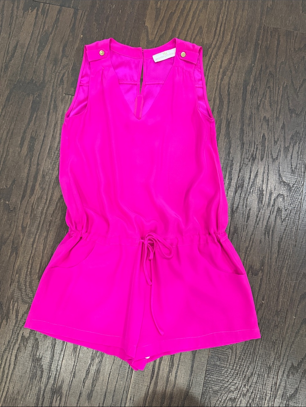 Amanda Uprichard Hot Pink Sleeveless romper with Shoulder Tab